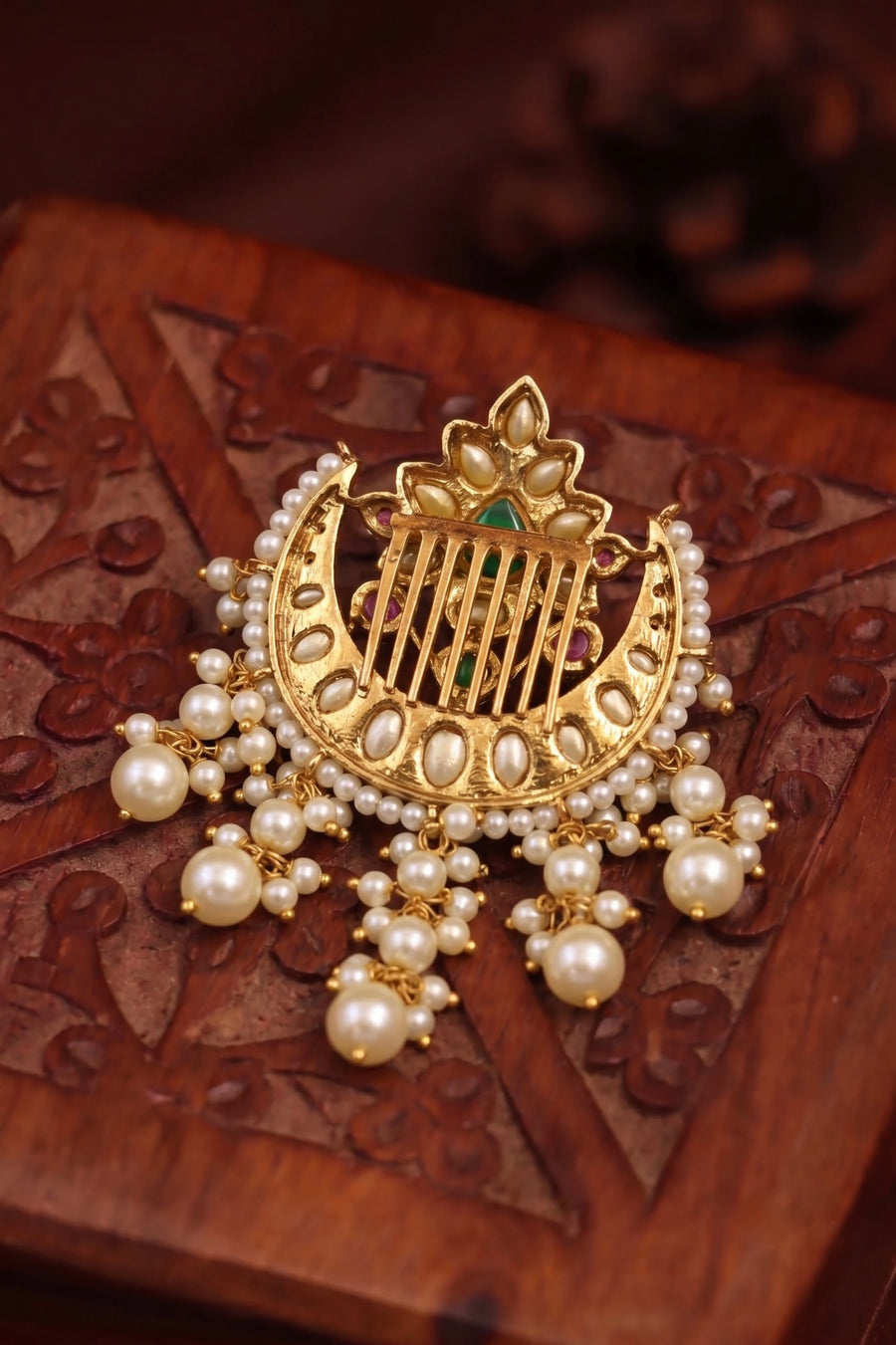Gulzar Emerald Hair Brooch