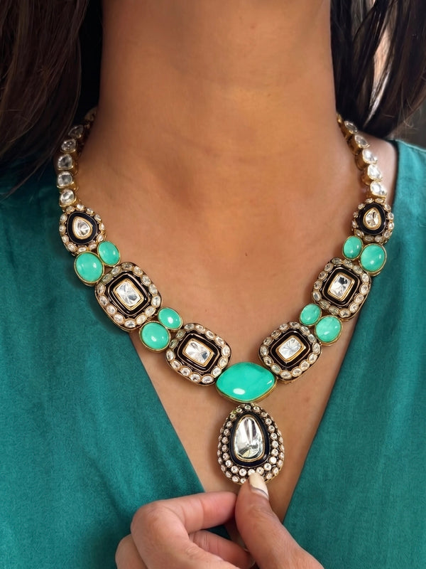 Mughal Panna Polki Necklace Set
