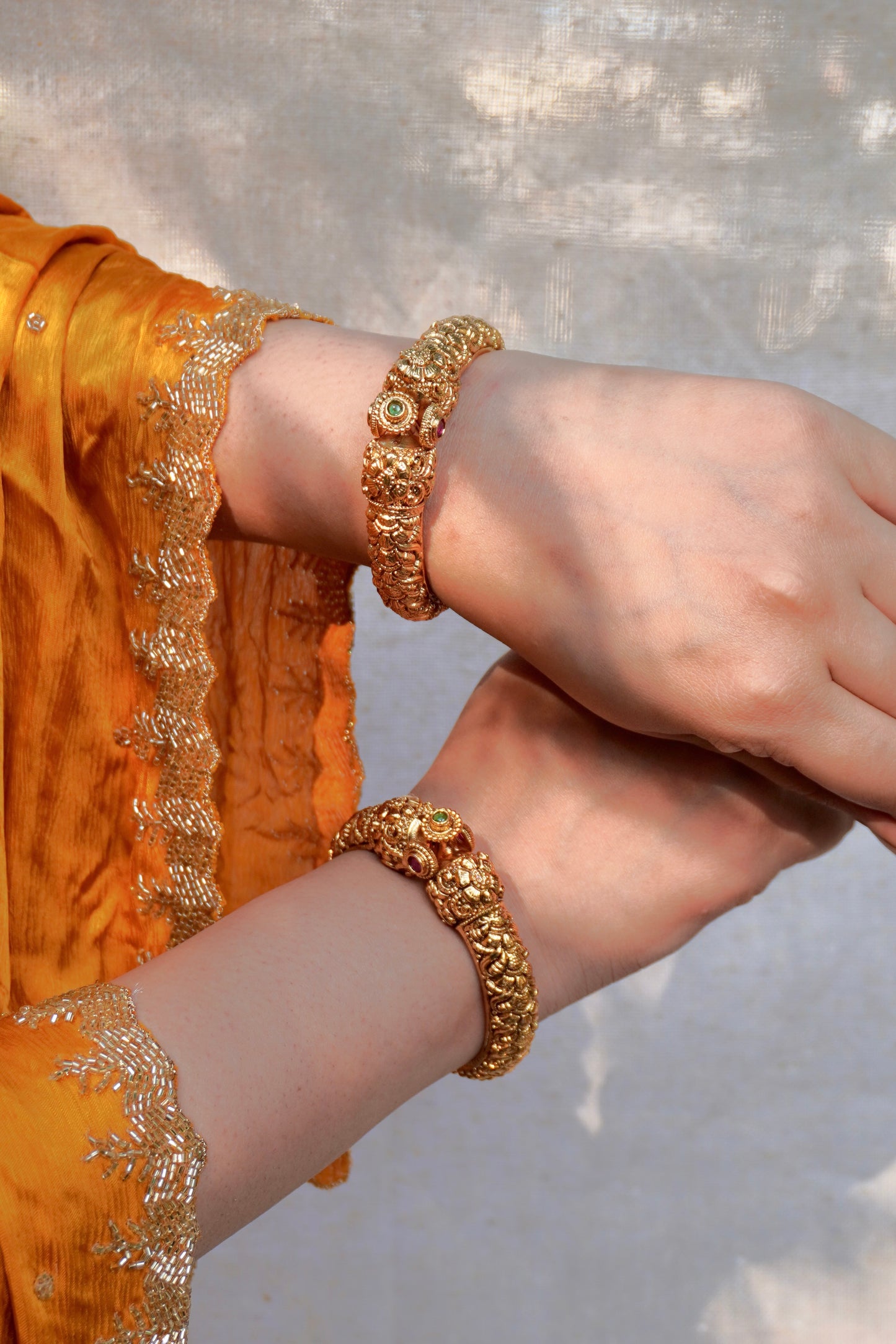 Antique Gold Temple Carved Kada