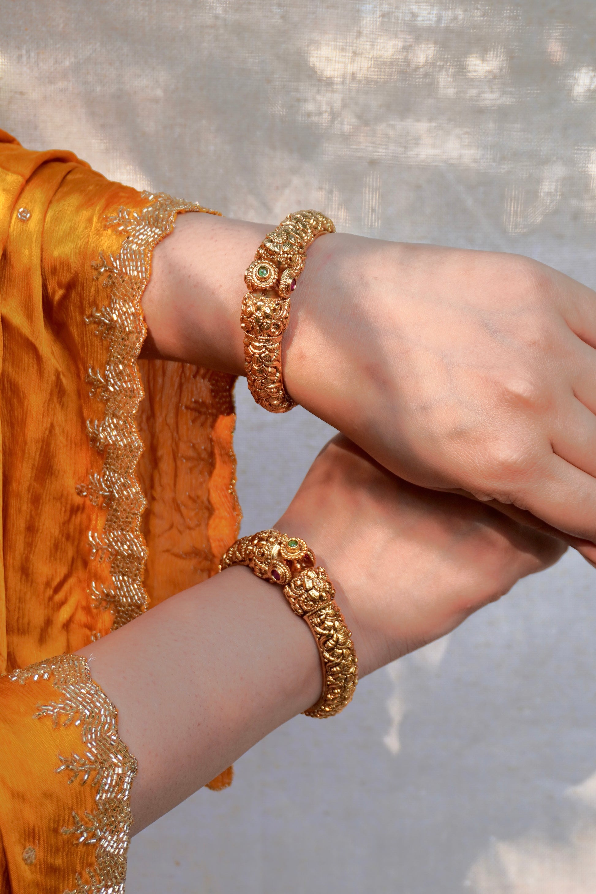 Antique Gold Temple Carved Kada