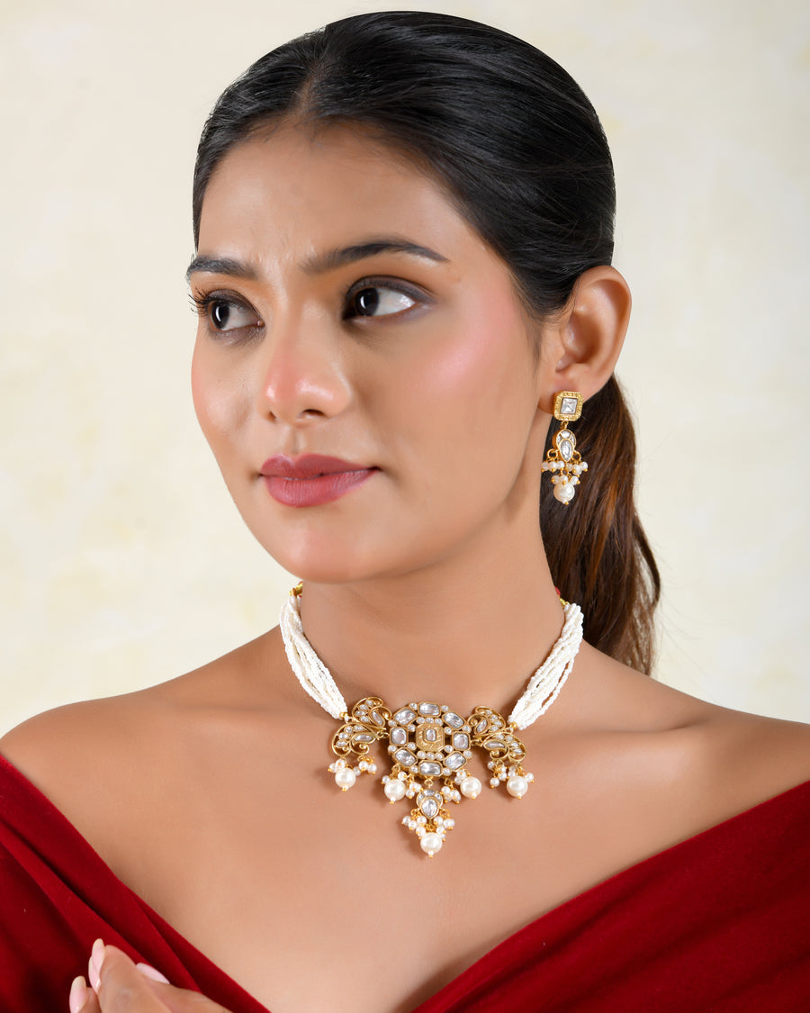 Nargis Kundan Pearl Choker Set