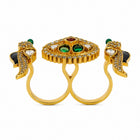 Mayuri Emerald Peacock Meenakari Dual Finger Ring