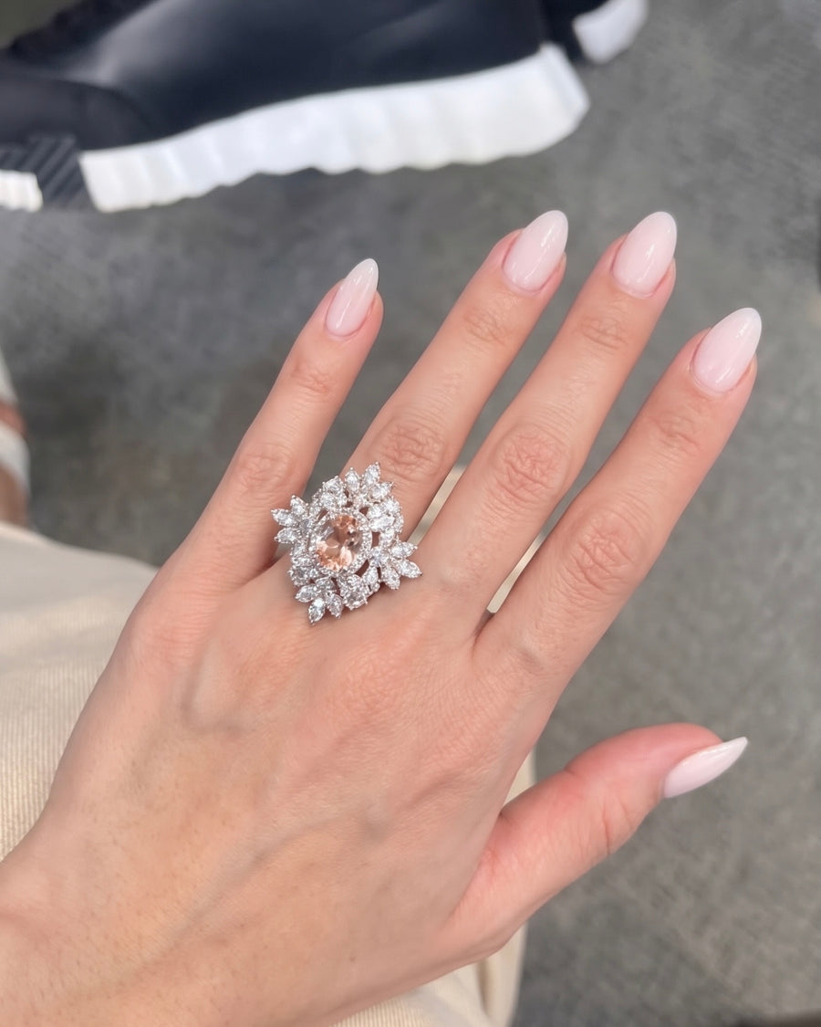 Mira Floral Champagne Zircon Ring