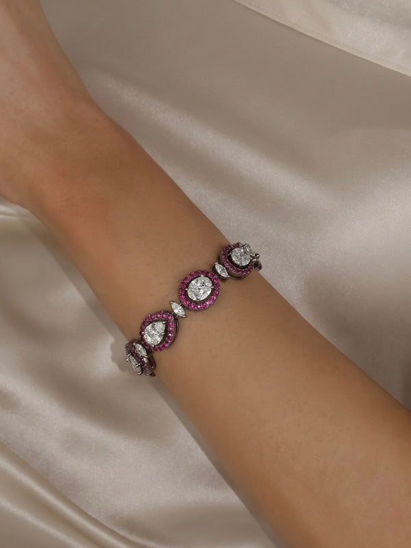 Ruby Halo Teardrop Zircon Bracelet
