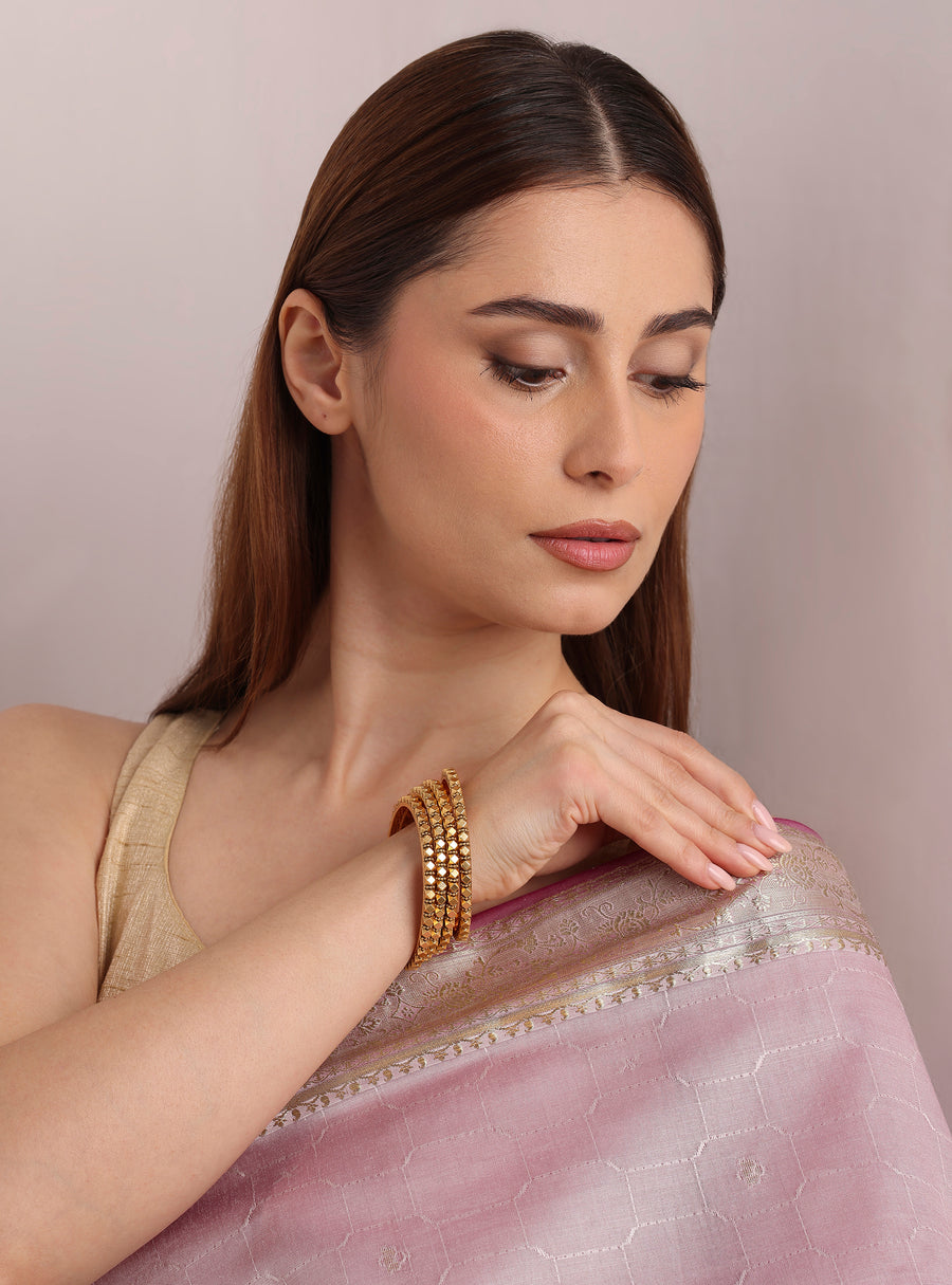Kumari Gold Tone Plain Bangle Set of 4