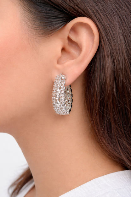 Petite Loop White Zircon Hoops