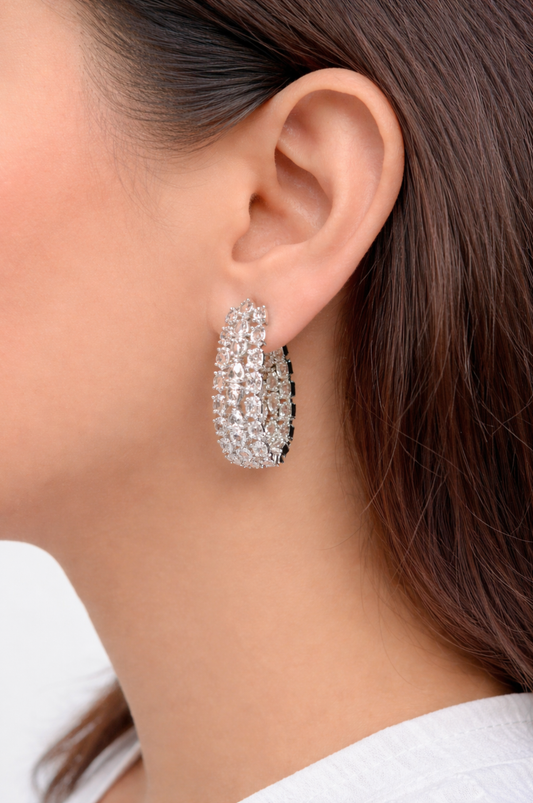 Petite Loop White Zircon Hoops