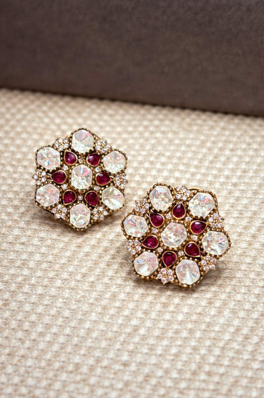Ruby Bloom Polki Studs