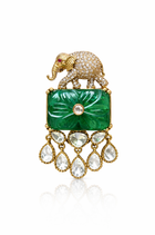 Royal Carved Emerald Brooch