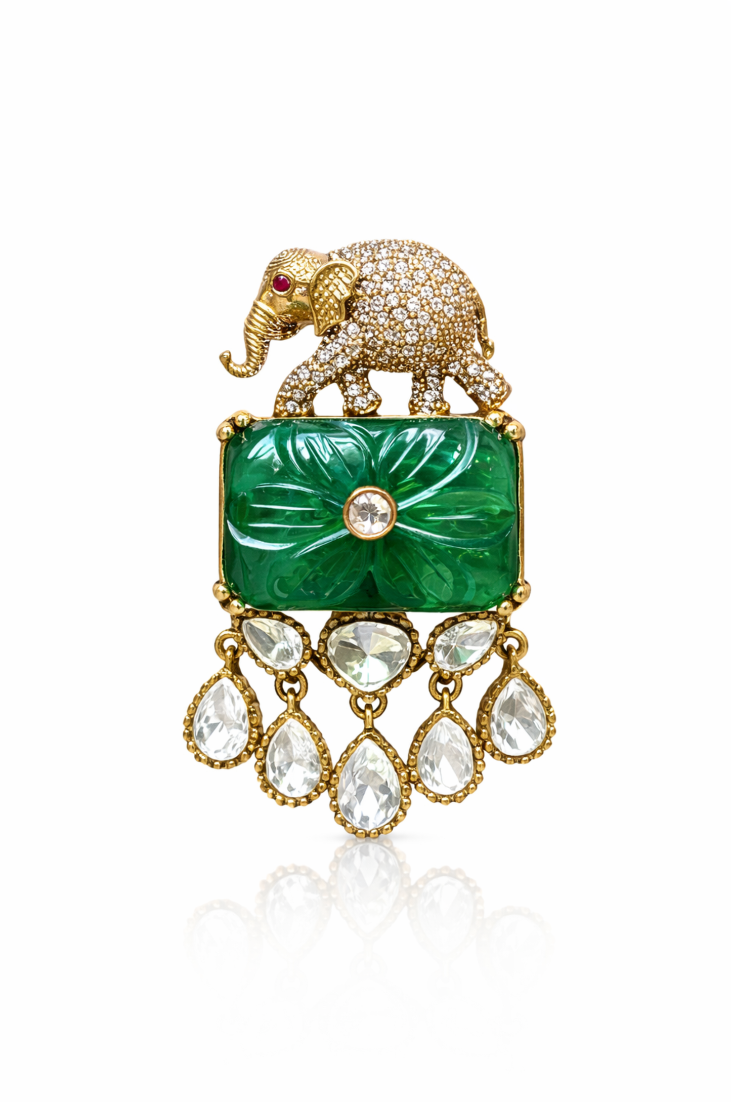 Royal Carved Emerald Brooch