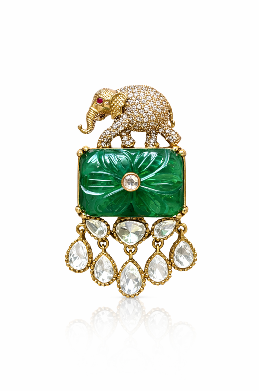 Royal Carved Emerald Brooch