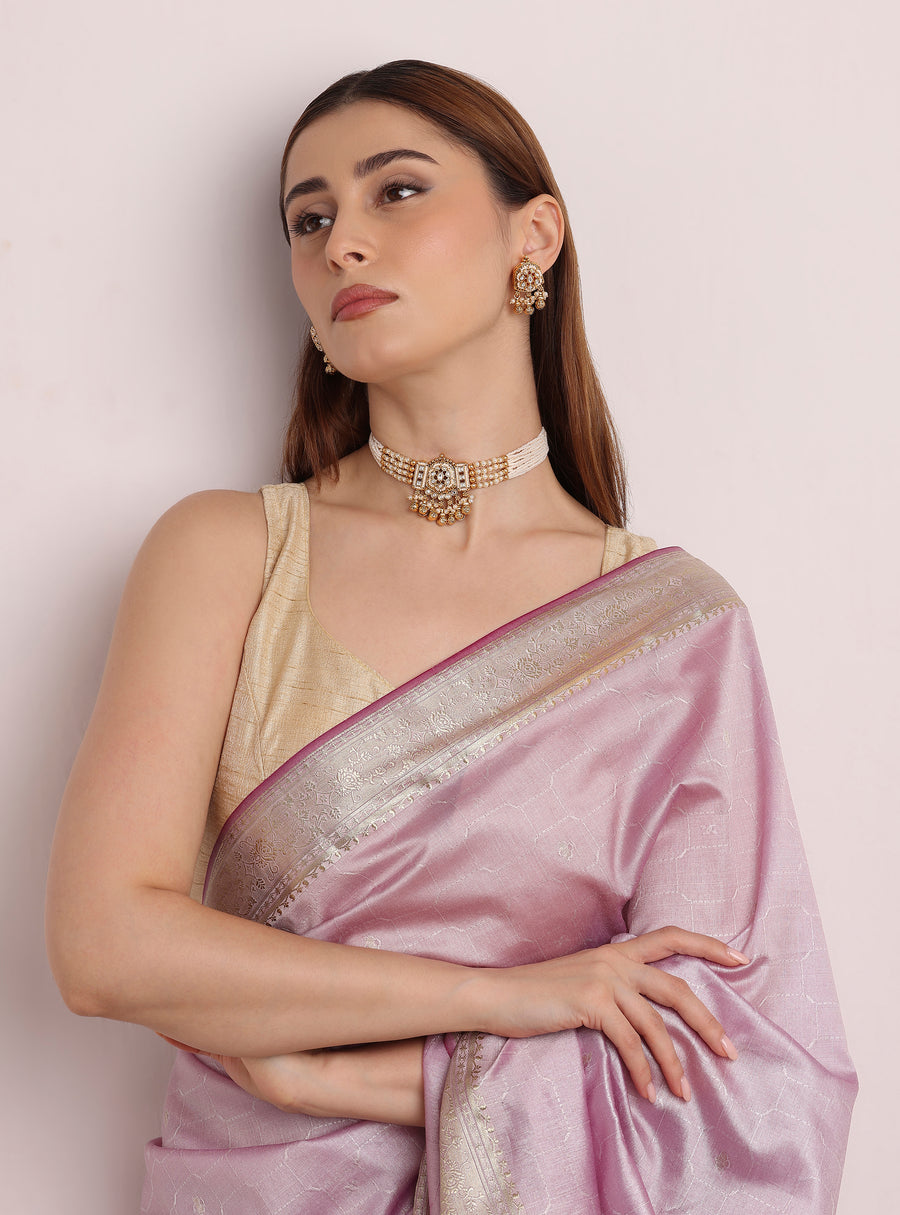 Mehfil Pearl Kundan Jhumka Necklace Set