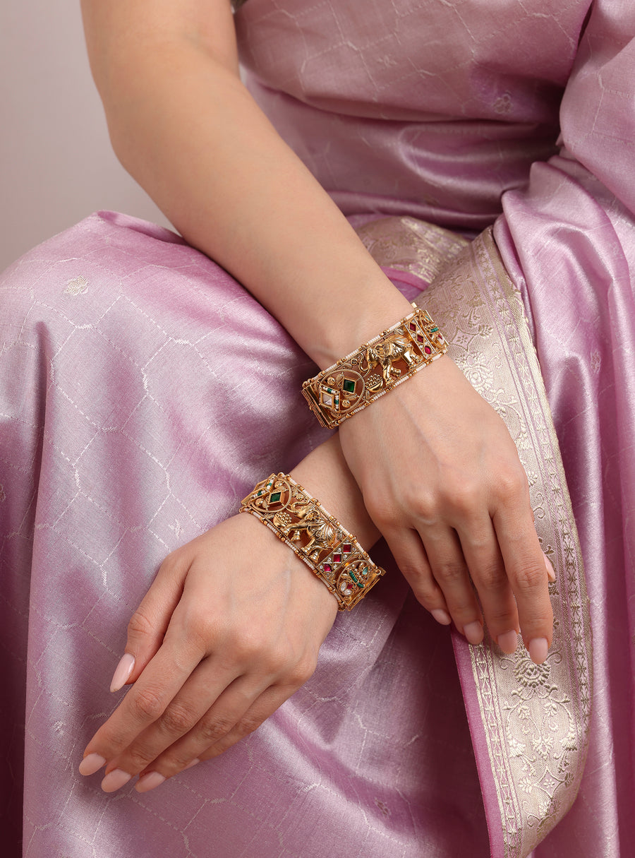 Shahi Elephant Temple Openable Bangle Set