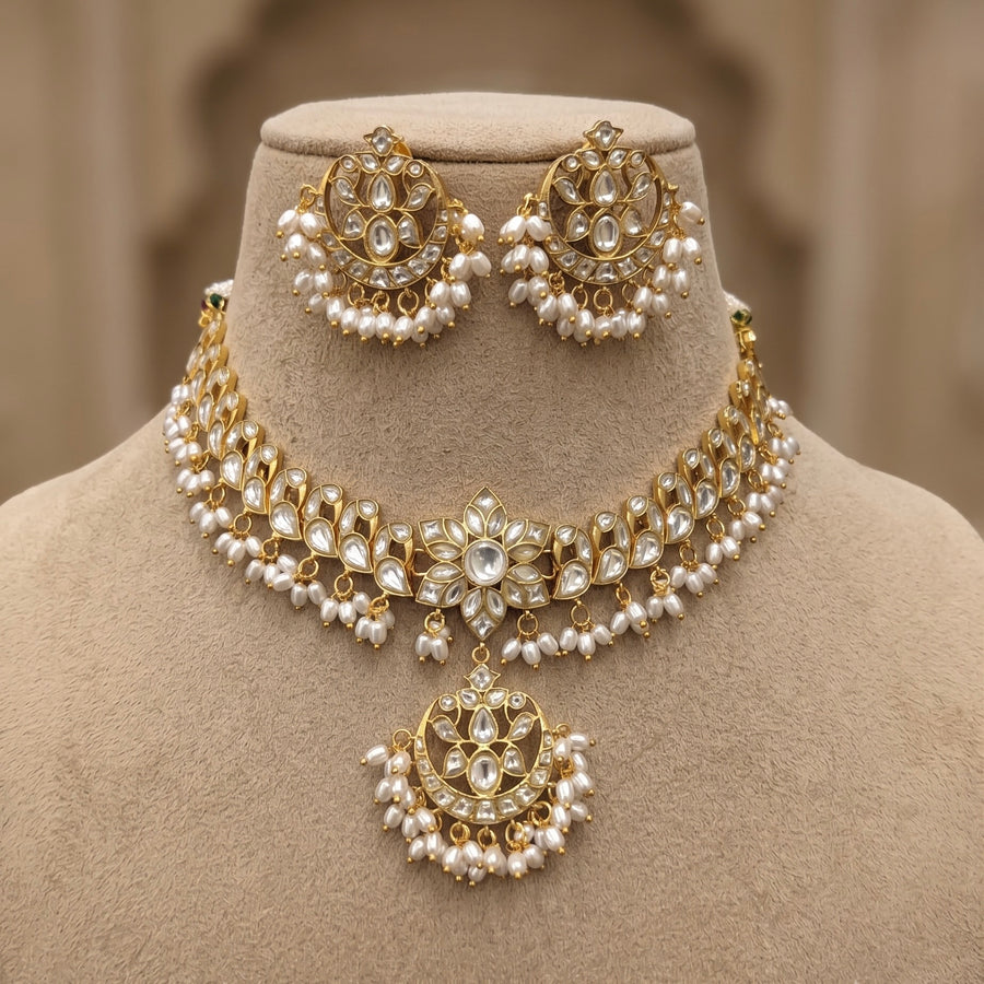 Pushpa Pearl Polki Choker Set