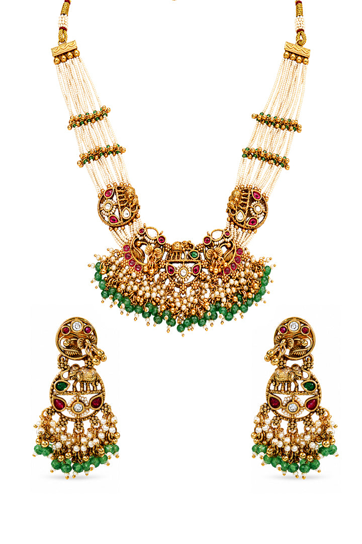 Morni Kundan Pearl Necklace Set