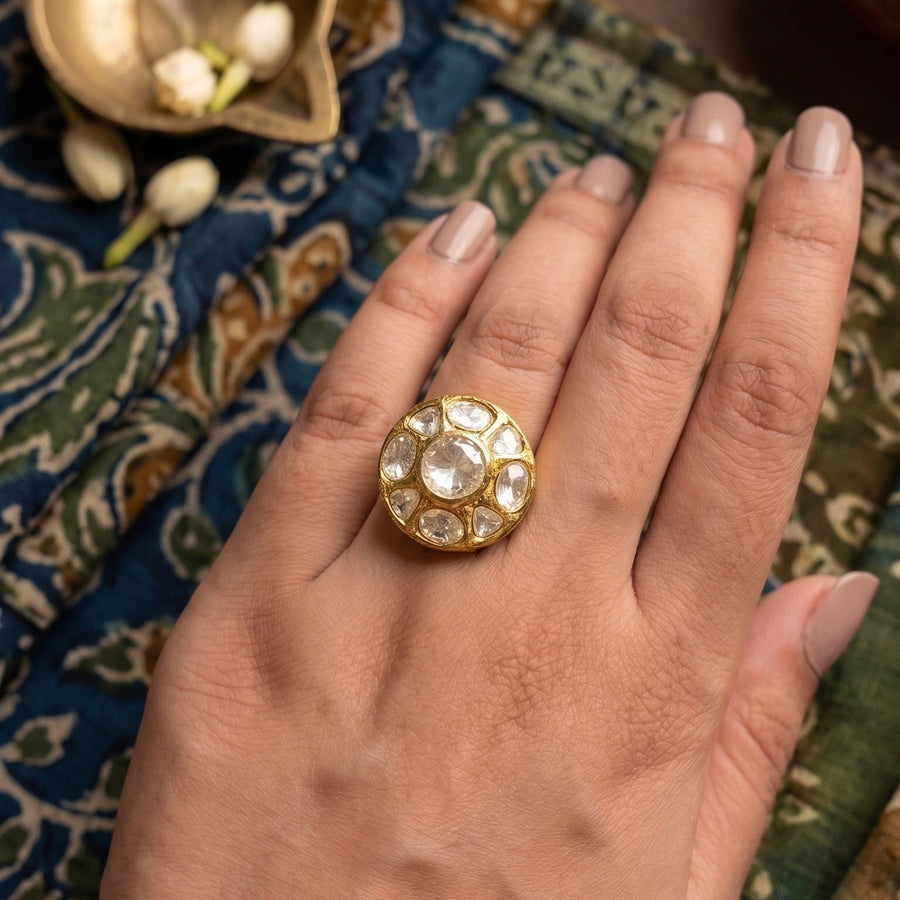 Lumi Moissanite Polki Ring