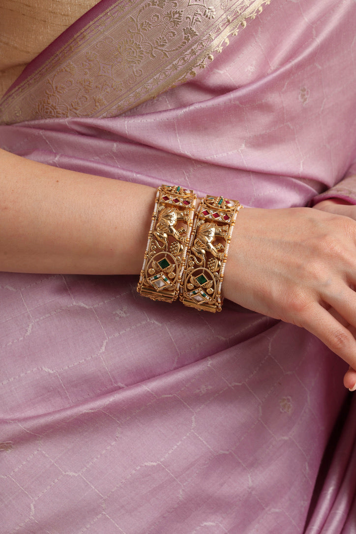 Shahi Elephant Temple Openable Bangle Set
