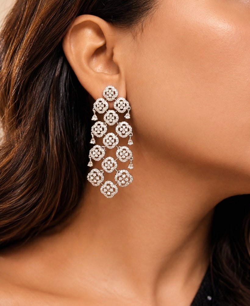 White Zircon Dangling Earrings