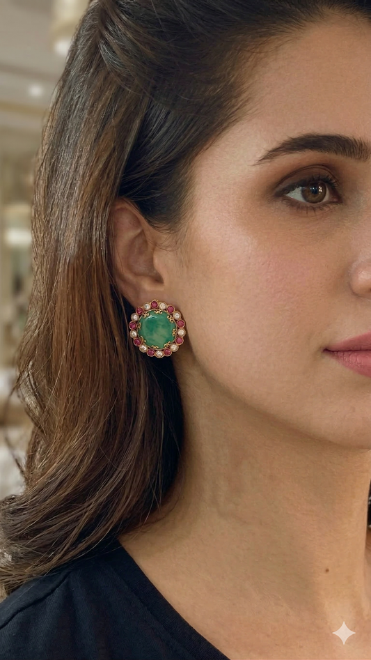 Tara Green Disc Studs