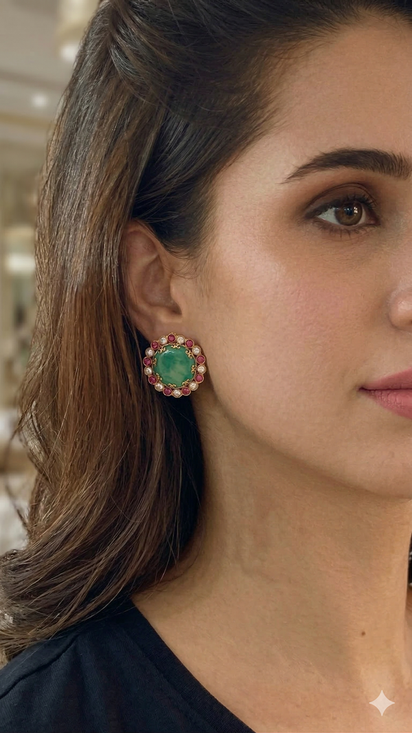 Tara Green Disc Studs