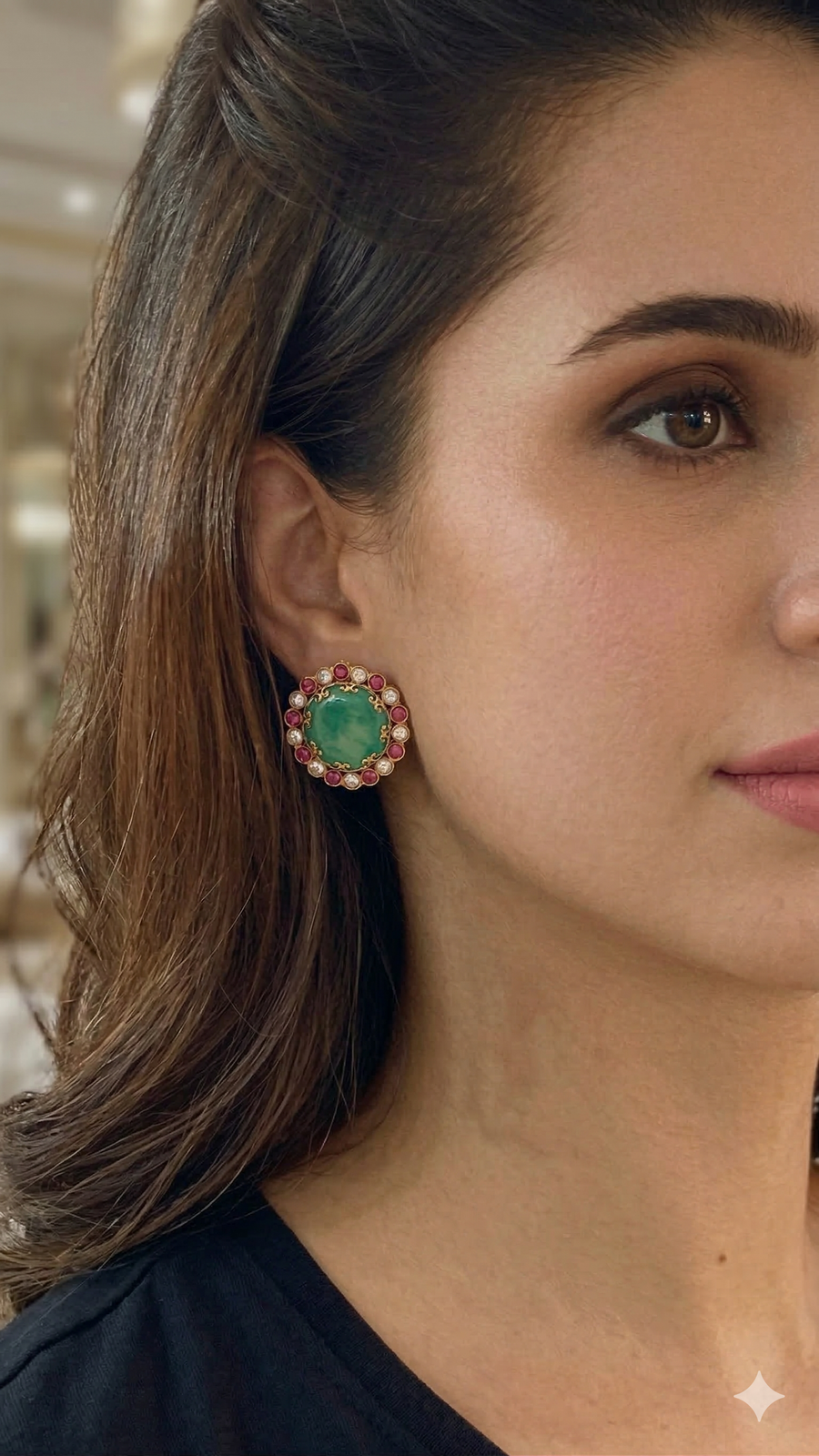 Tara Green Disc Studs