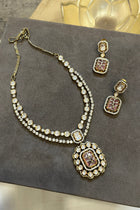 Blush Pink Polki Floral Necklace Set