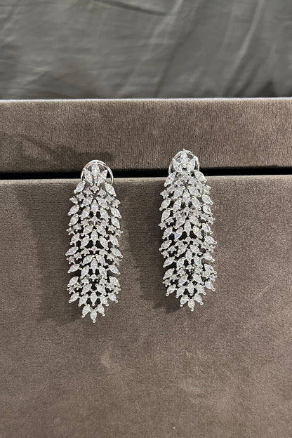 Sleek Tassel White Zircon Earrings