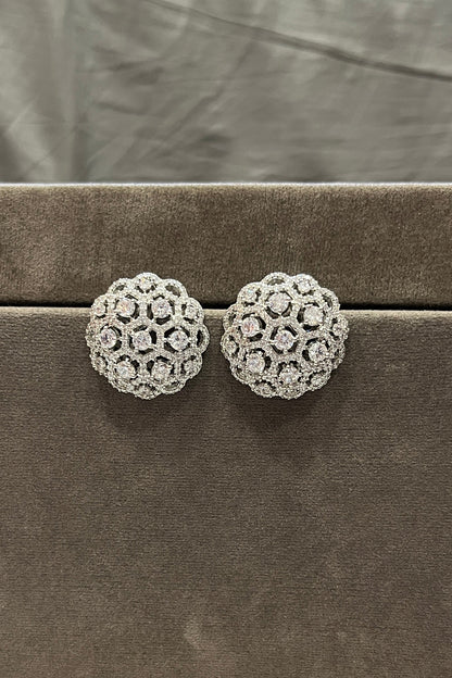 Classic Round White Zircon Studs