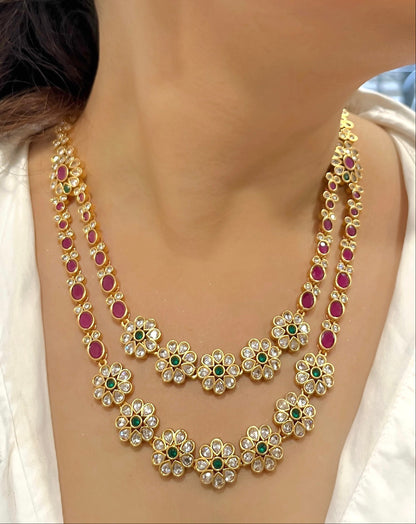 Layered Studded Gold Necklace Set