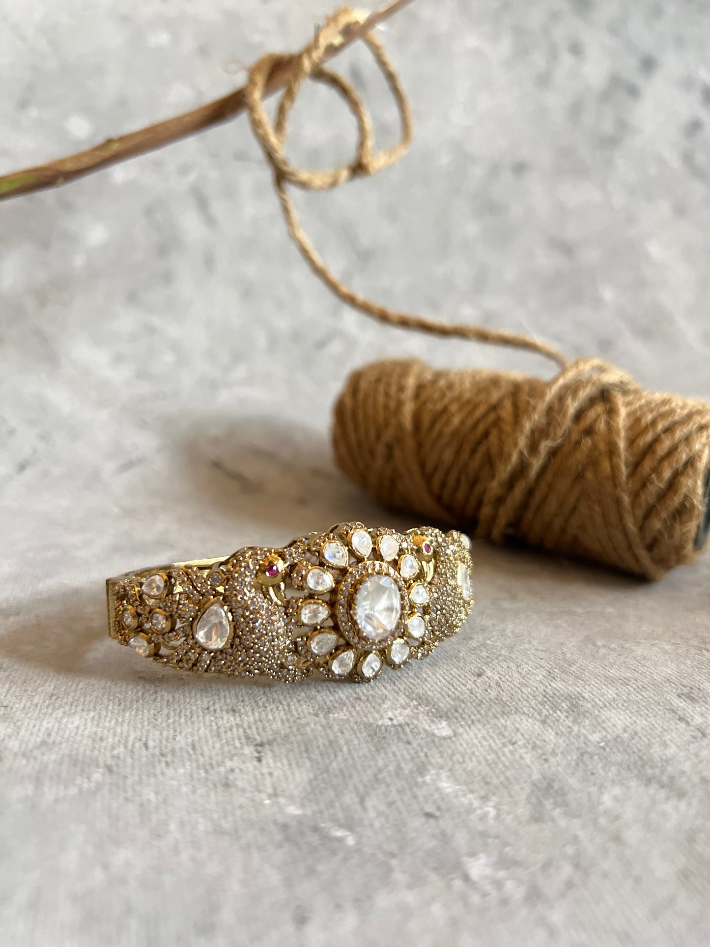 Peacock Moissanite Zircon Polki Bangle