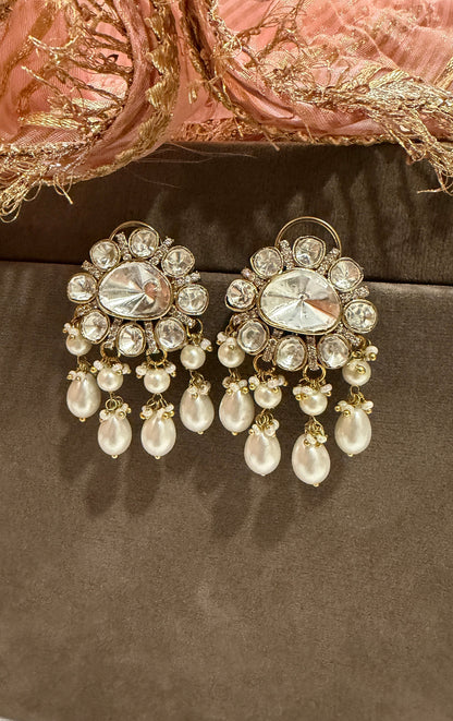 Classic Polki Pearl Chand Studs