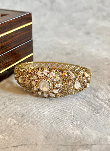 Peacock Moissanite Zircon Polki Bangle