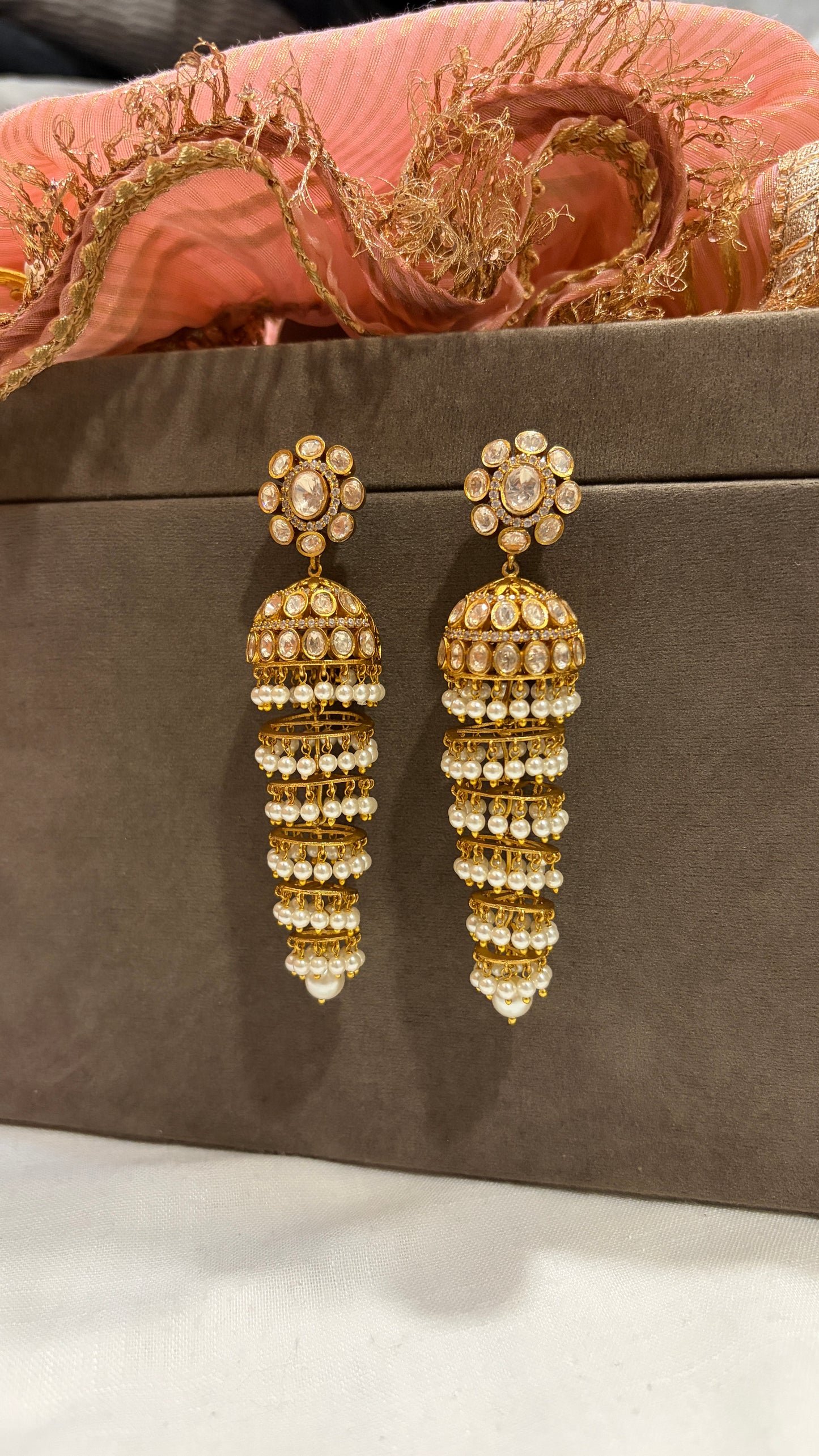Chandelier Polki Pearl Jhumka