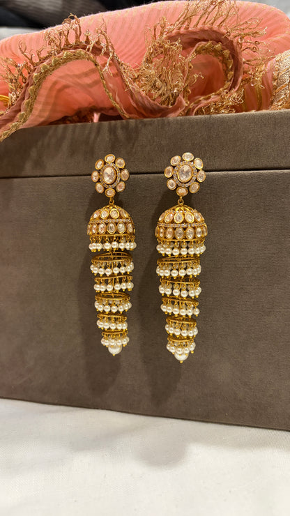 Chandelier Polki Pearl Jhumka