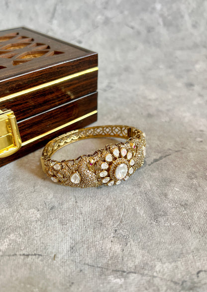 Peacock Moissanite Zircon Polki Bangle