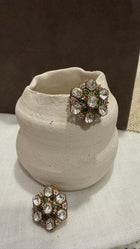 Emerald Bloom Polki Studs