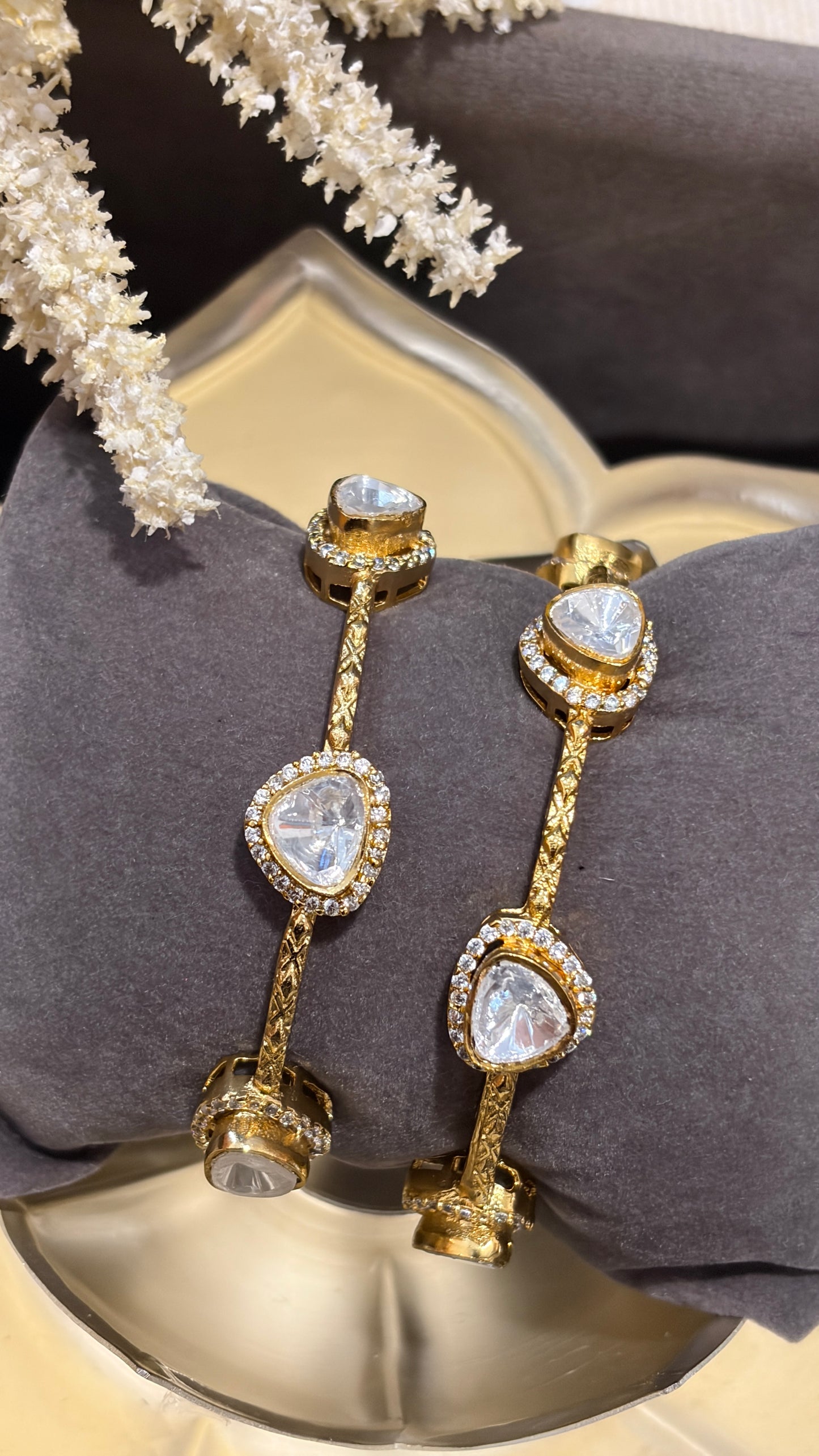 Moissanite Polki Bangle Set