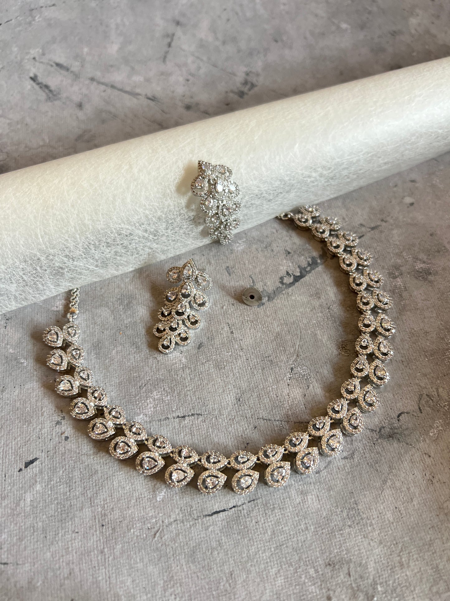 Classic Zircon Stud Necklace Set