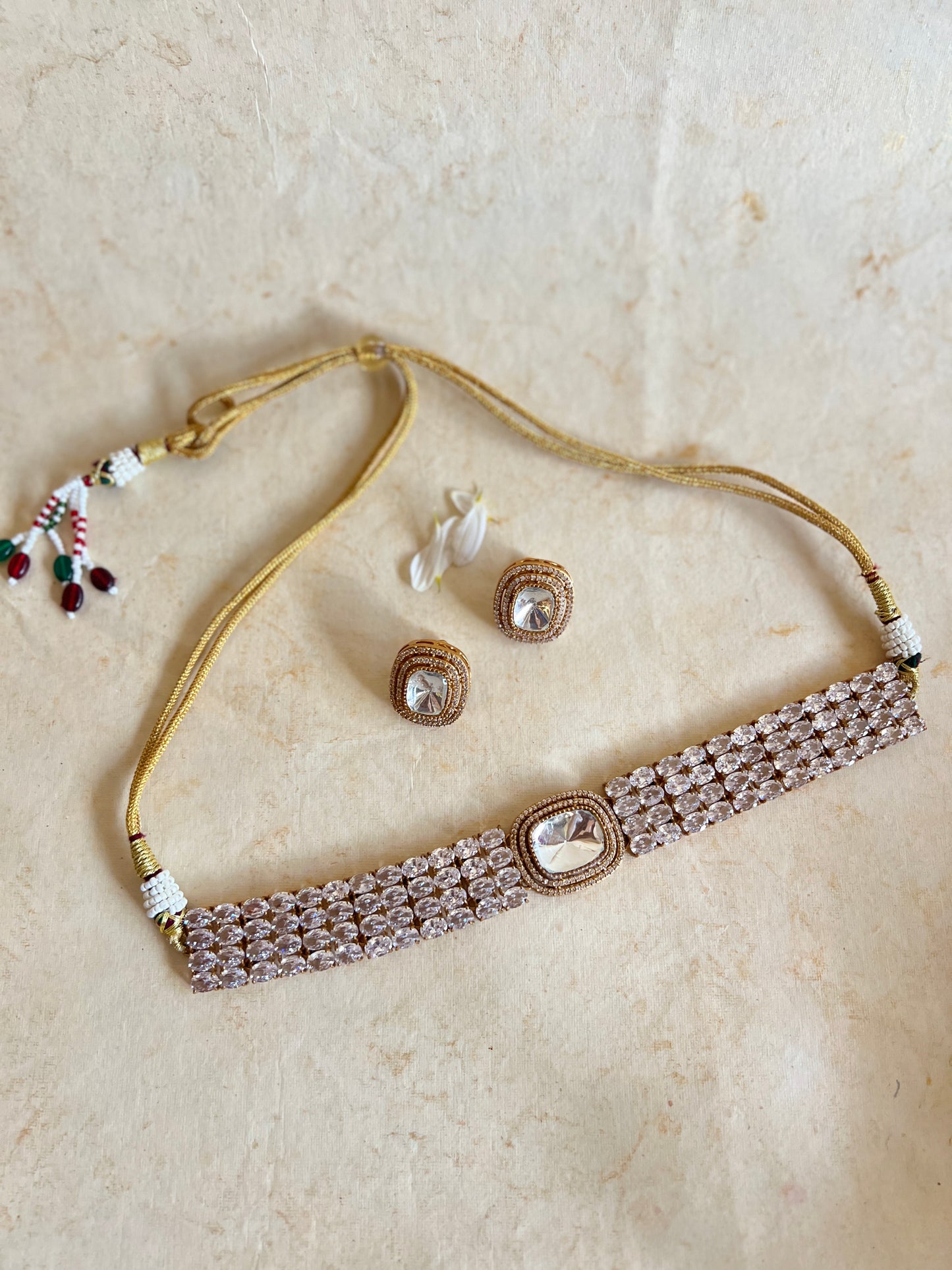 Zircon Embellished Classic Choker Set