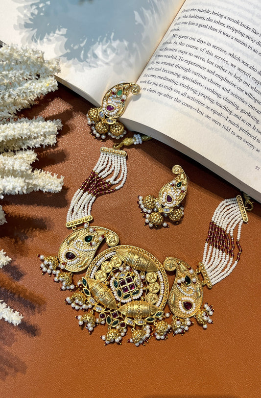Temple Motif Beaded Necklace Set