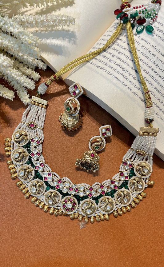 Temple Necklace with Pearls and Stones