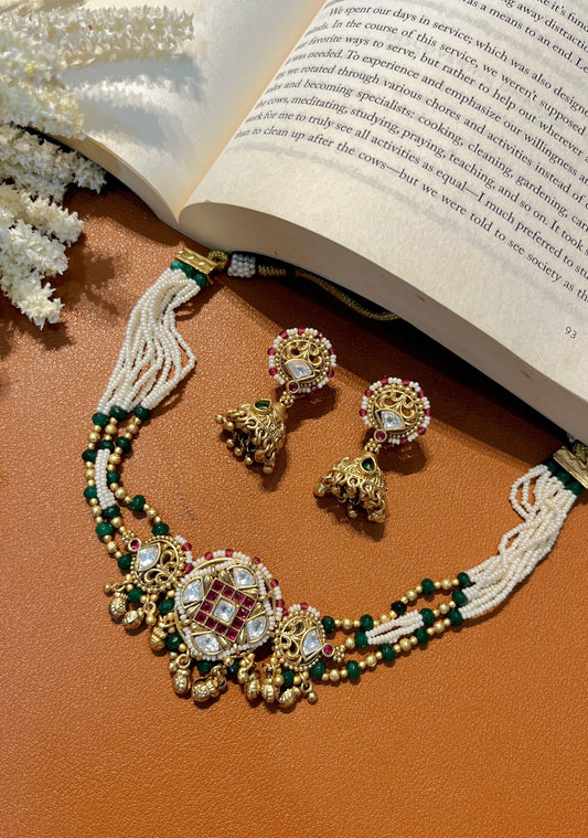 Petite Temple Necklace with Beads