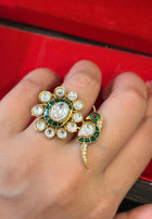 Gulmor Floral Meenakari Peacock Cocktail Ring