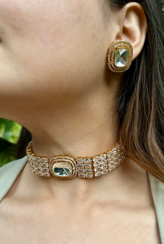 Zircon Embellished Classic Choker Set