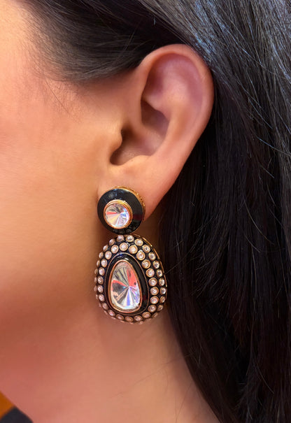 Meenakari Polki Stud-Drop Earrings
