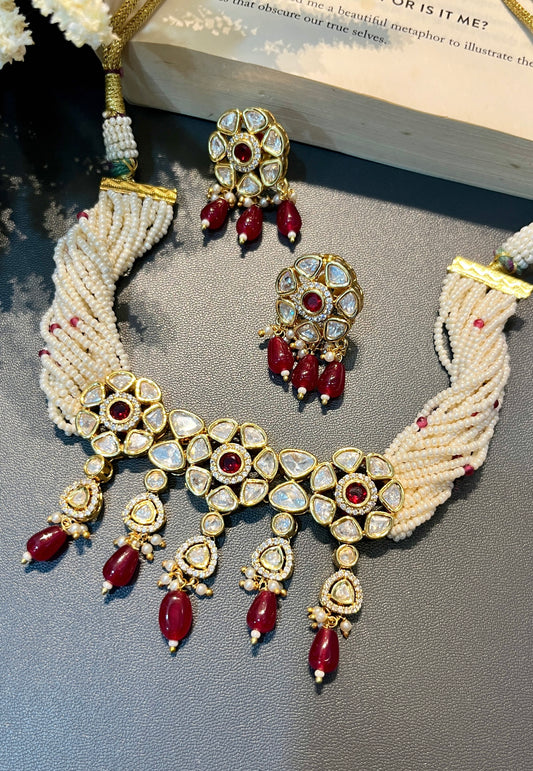 Kundan Pearl Choker Gold Finish