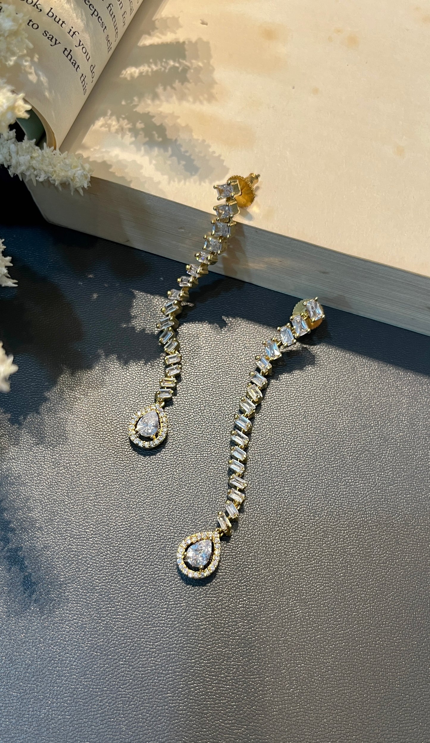 Faux Diamond Long Dangling Earrings