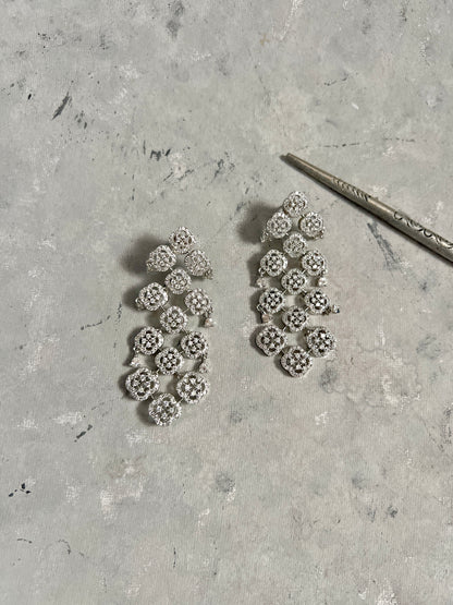 White Zircon Dangling Earrings