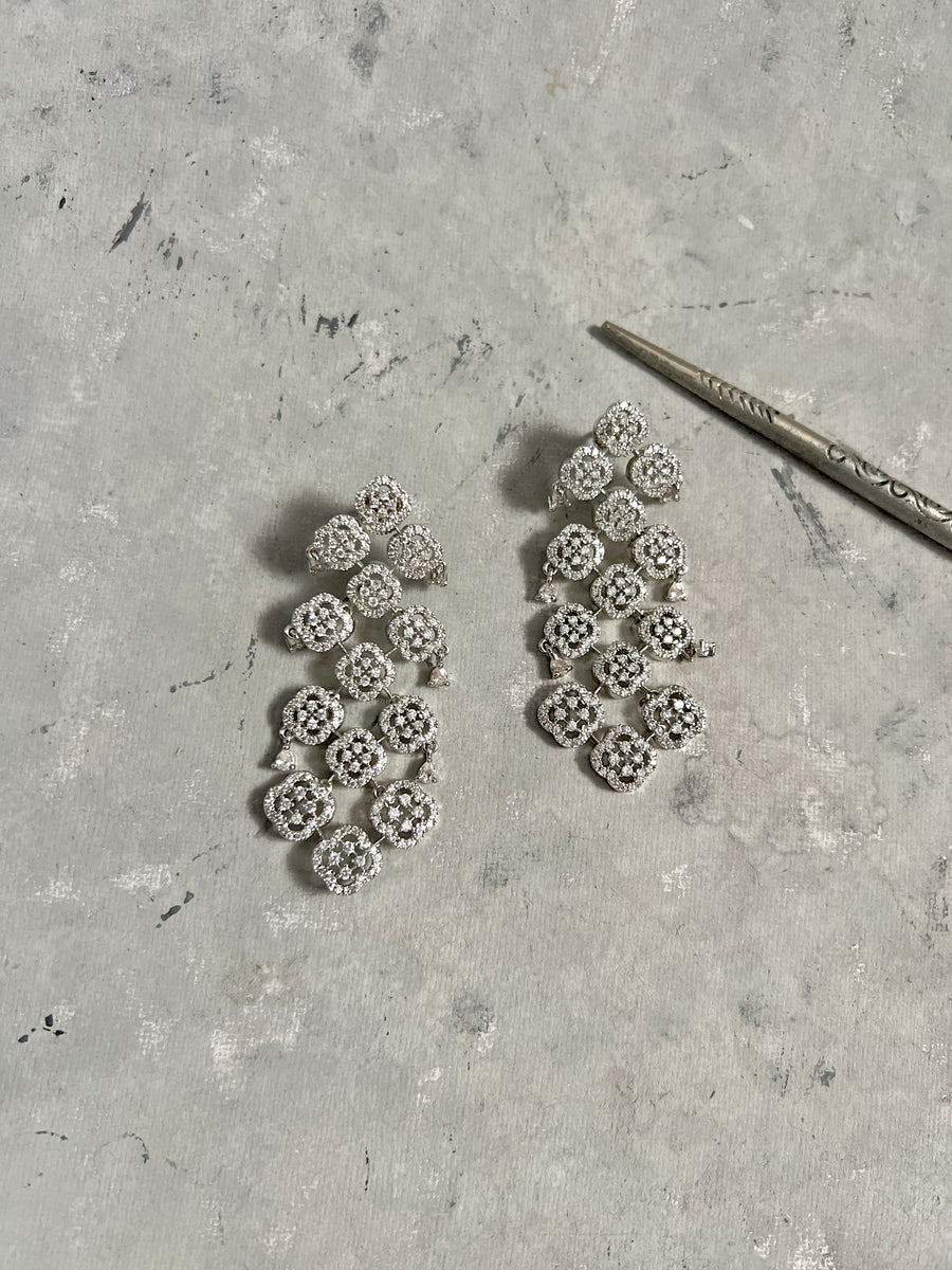 White Zircon Dangling Earrings