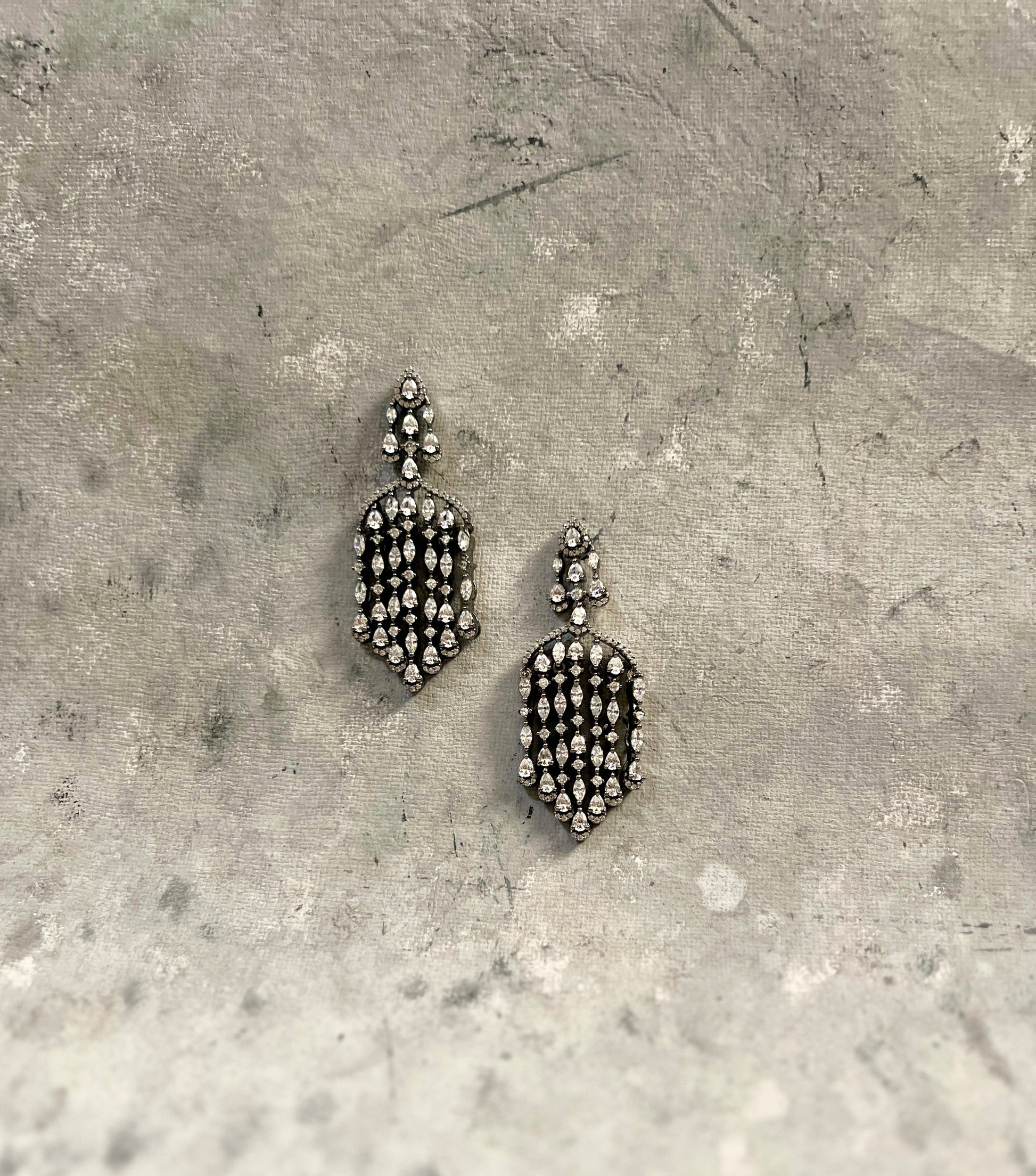 Vintage Zircon Waterfall Drop Earrings